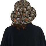 Skull rose humming bird flower pattern Unisex Bucket Hat