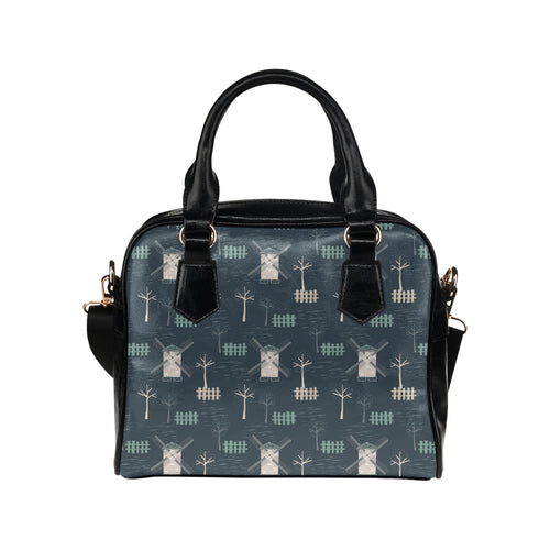 windmill tree pattern Shoulder Handbag