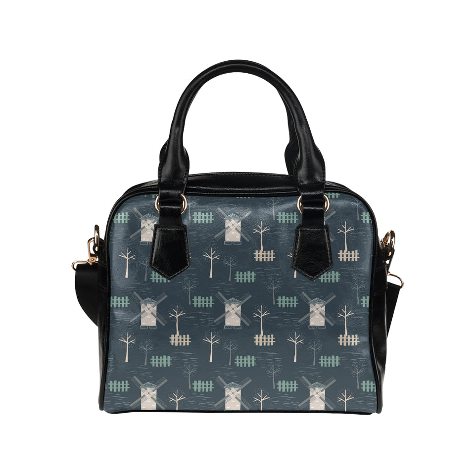 windmill tree pattern Shoulder Handbag