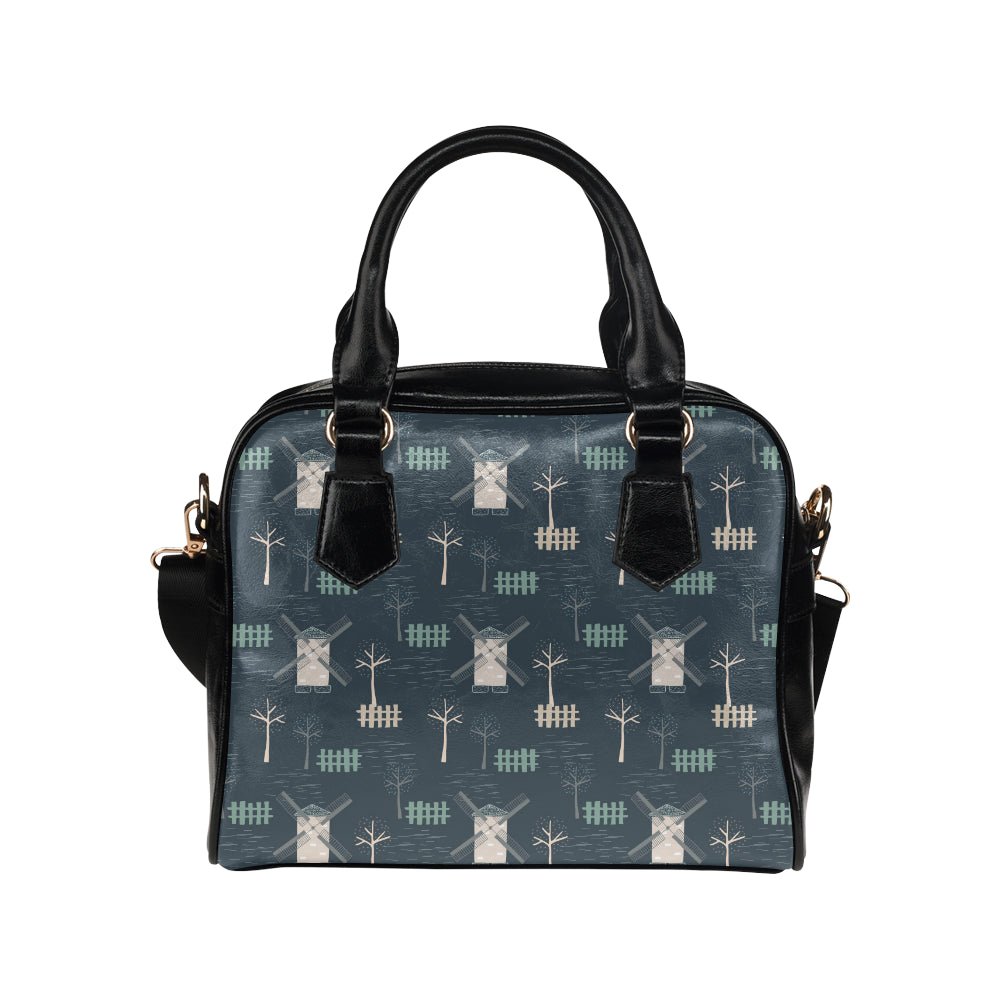 windmill tree pattern Shoulder Handbag
