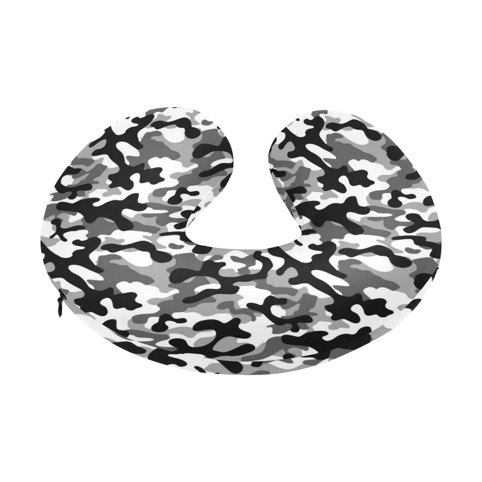 Black white camouflage pattern U-Shaped Travel Neck Pillow