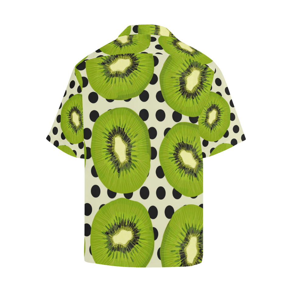 kiwi black dot background Men's All Over Print Hawaiian Shirt