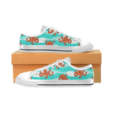 Octopuses sea wave background Men's Low Top Canvas Shoes White