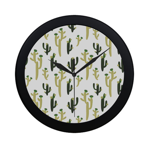 Cute cactus pattern Elegant Black Wall Clock