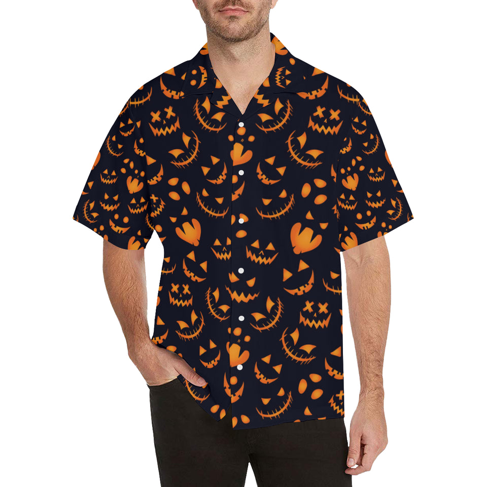 Halloween pattern Pumpkin background Men's All Over Print Hawaiian Shirt