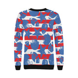 American football ball star stripes pattern Women's Crew Neck Sweatshirt