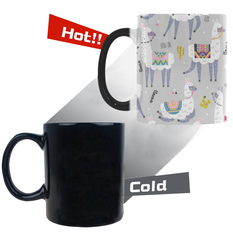 Cute Llama Alpaca pattern Morphing Mug Heat Changing Mug