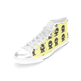 Cute ninja yellow background Women's High Top Canvas Shoes White
