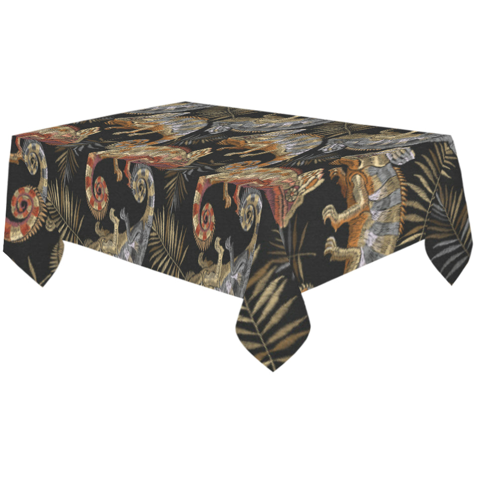 Chameleon lizard tropical leaves palm tree Tablecloth