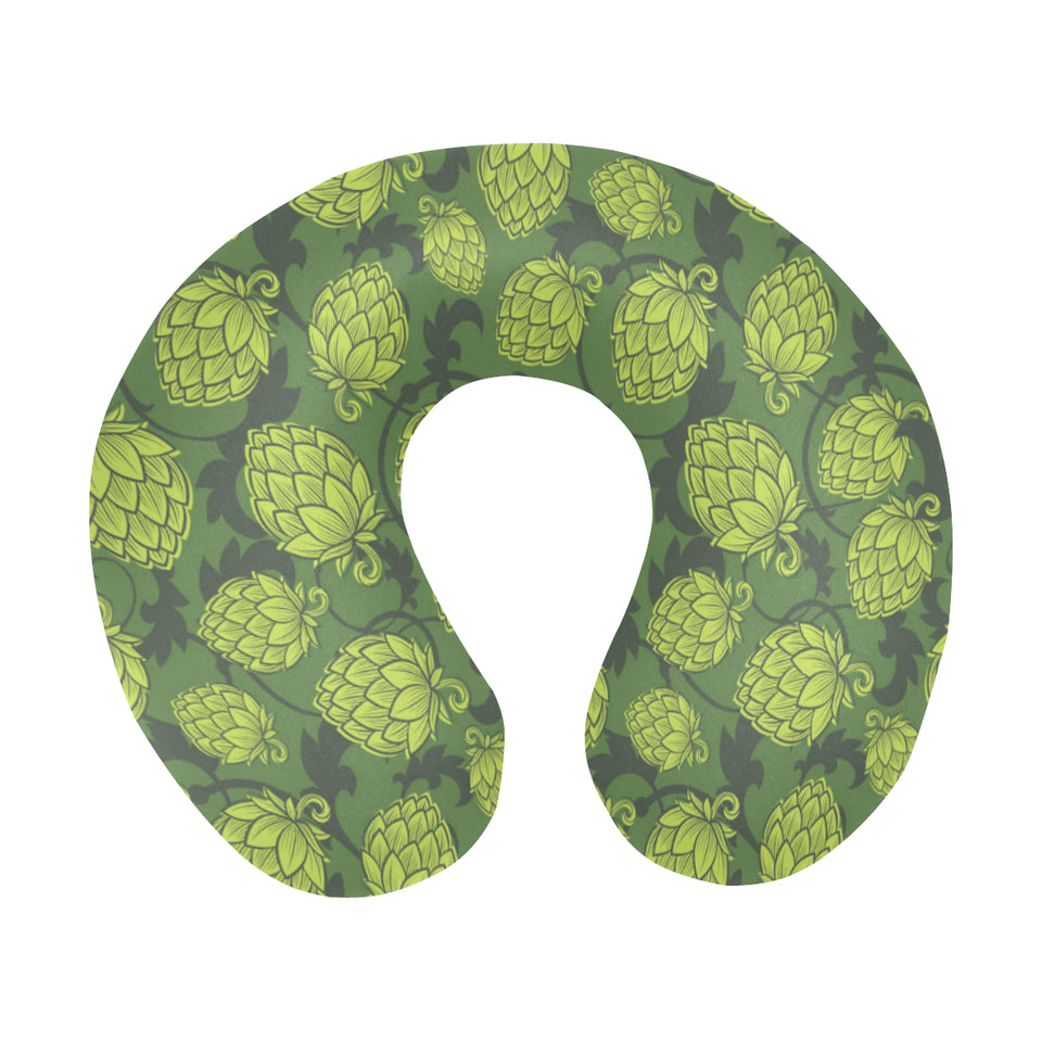 Hop pattern Hop cone background U-Shaped Travel Neck Pillow