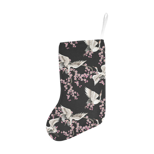 Japanese crane pink sakura pattern Christmas Stocking