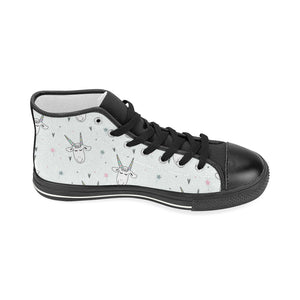 Cute goat design pattern Women's High Top Canvas Shoes Black