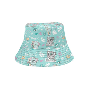 Cute koalas blue background pattern Unisex Bucket Hat