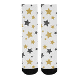 hand drawn gold black star pattern Crew Socks