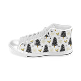 Christmas tree holly snow star pattern Men's High Top Canvas Shoes White