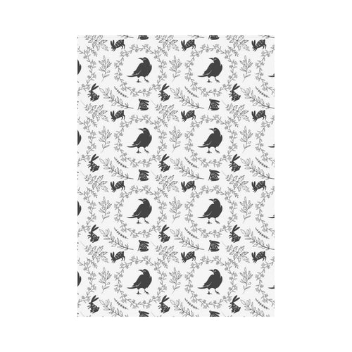 Crows floral wreath rabbit pattern House Flag Garden Flag