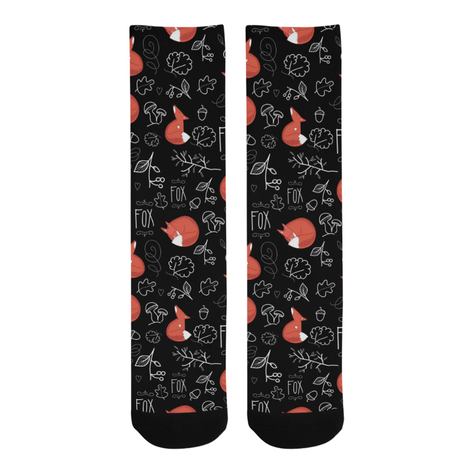 fox sleeping fox pattern Crew Socks