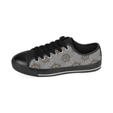 nautical wood steering wheel pattern Men's Low Top Canvas Shoes Black