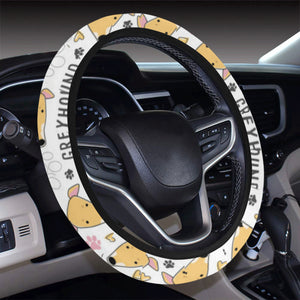 Greyhound Pattern Print Design 03 Car Steering Wheel Cover