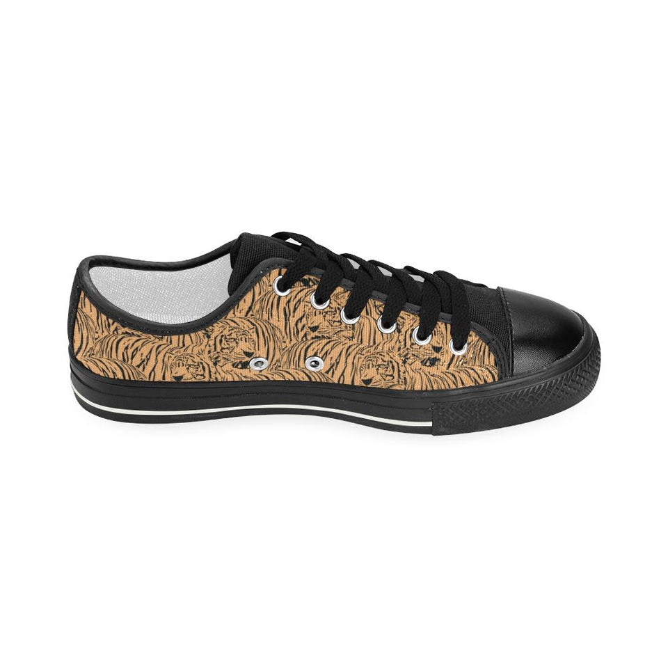 Bengal tigers pattern Kids' Boys' Girls' Low Top Canvas Shoes Black
