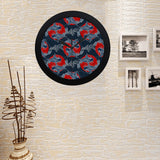 Fancy Carps hand drawn japanese art Elegant Black Wall Clock