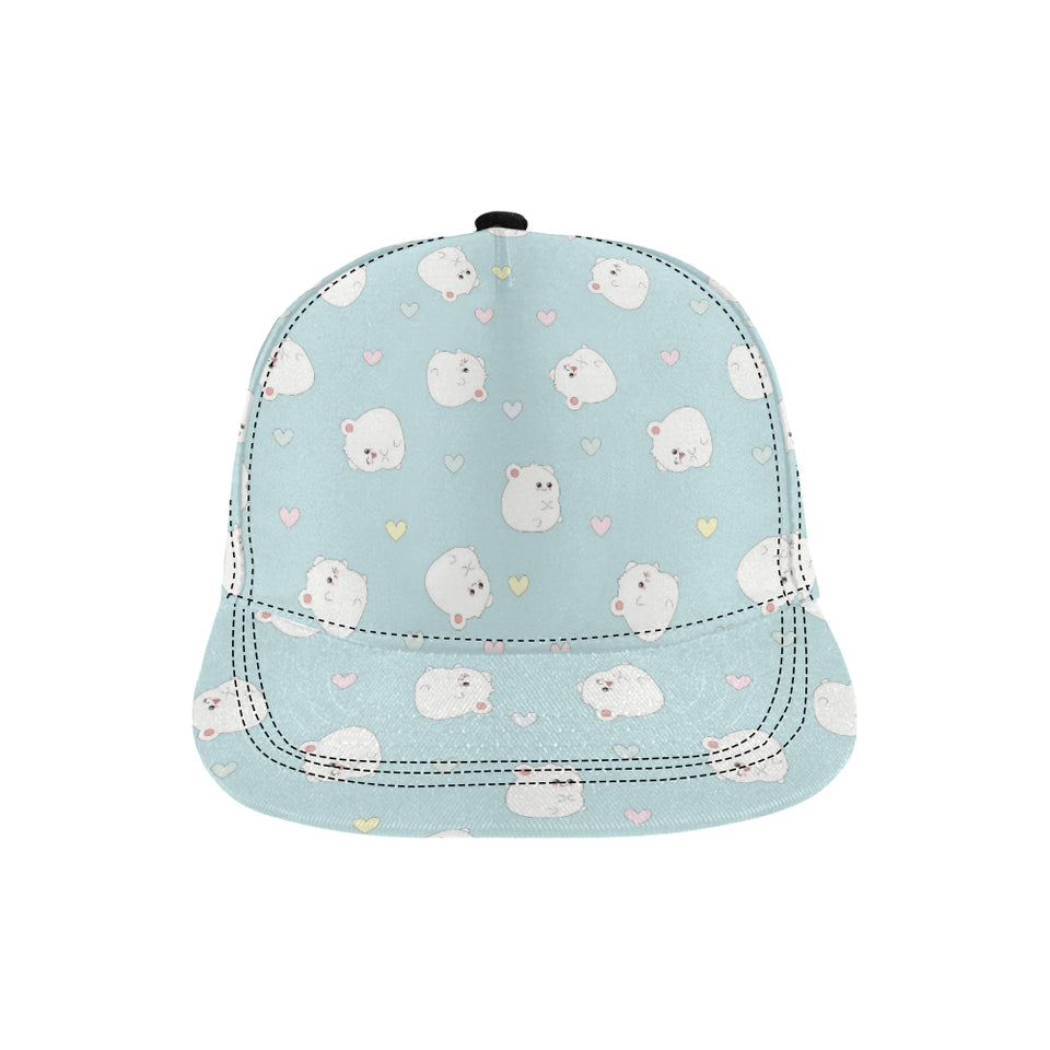 White cute hamsters heart pattern All Over Print Snapback Cap