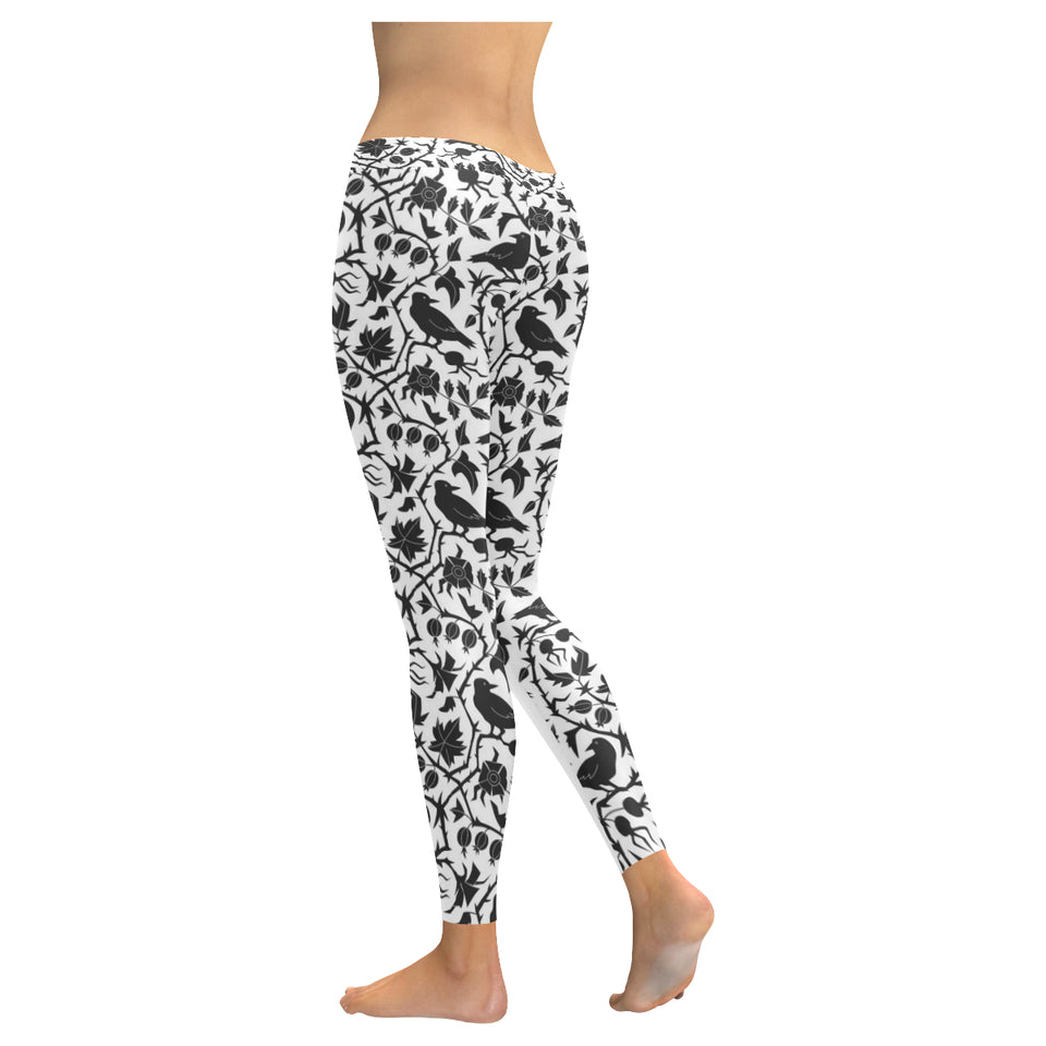 Crow dark floral pattern Women's Legging Fulfilled In US