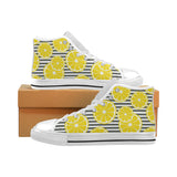 slice of lemon design pattern Men's High Top Canvas Shoes White