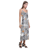 Halloween design pattern V-Neck Open Fork Long Dress