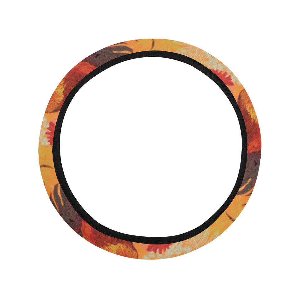 red rooster chicken cock pattern Car Steering Wheel Cover