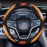 Pumpkin flowers spiderweb Halloween theme Car Steering Wheel Cover