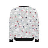 Airplane cloud grey background Men's Crew Neck Sweatshirt