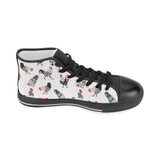 Cool rooster chicken cock floral ornament backgrou Women's High Top Canvas Shoes Black