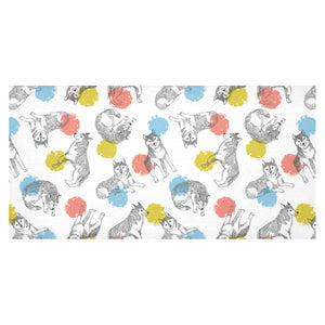 Siberian husky and colorful circle pattern Tablecloth