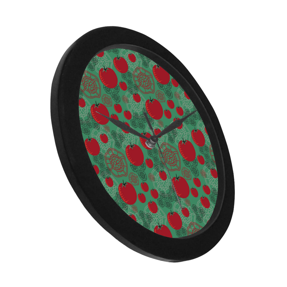 Tomato design pattern Elegant Black Wall Clock