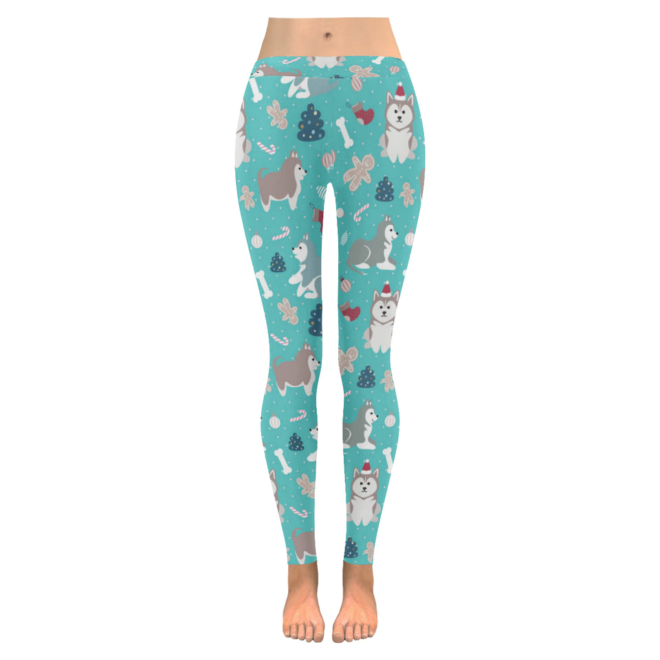 Christmas cute siberian husky puppie pattern Women's Legging Fulfilled In US
