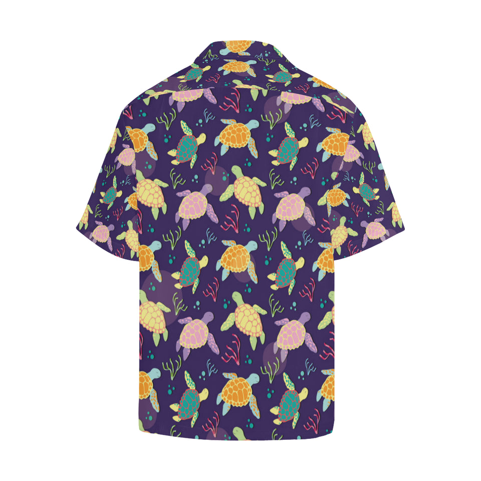 Colorful sea turtle pattern Men's All Over Print Hawaiian Shirt