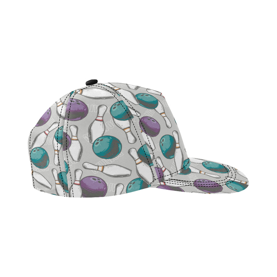 Bowling ball and pin gray background All Over Print Snapback Cap