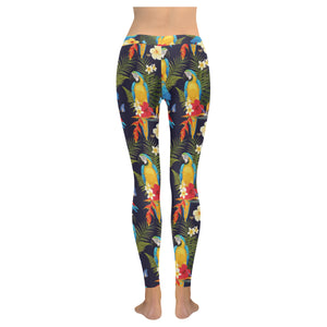 Colorful parrot flower pattern Women's Legging Fulfilled In US