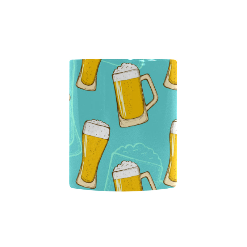 Beer pattern green background Morphing Mug Heat Changing Mug
