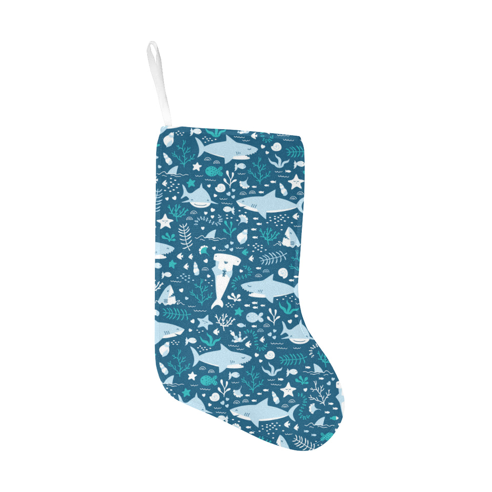 Cute shark pattern Christmas Stocking
