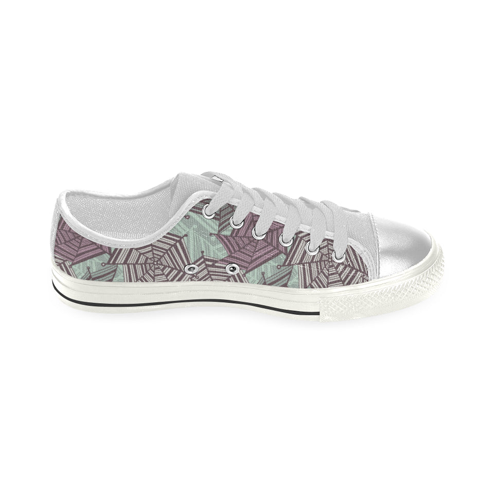 Spider web cobweb design color pattern Women's Low Top Canvas Shoes White
