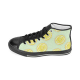 slice of lemon pattern Women's High Top Canvas Shoes Black