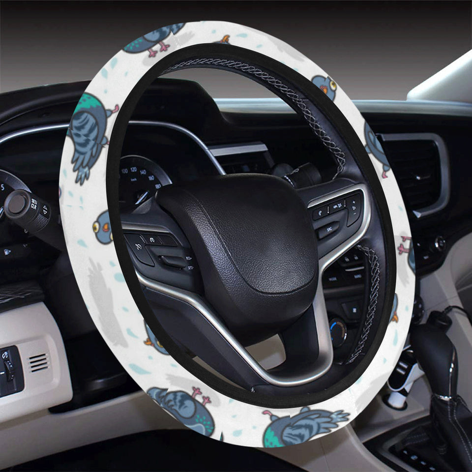 Pigeon Pattern Print Design 02 Car Steering Wheel Cover