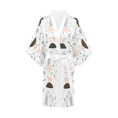 Polar bears star poka dot pattern Women's Short Kimono Robe