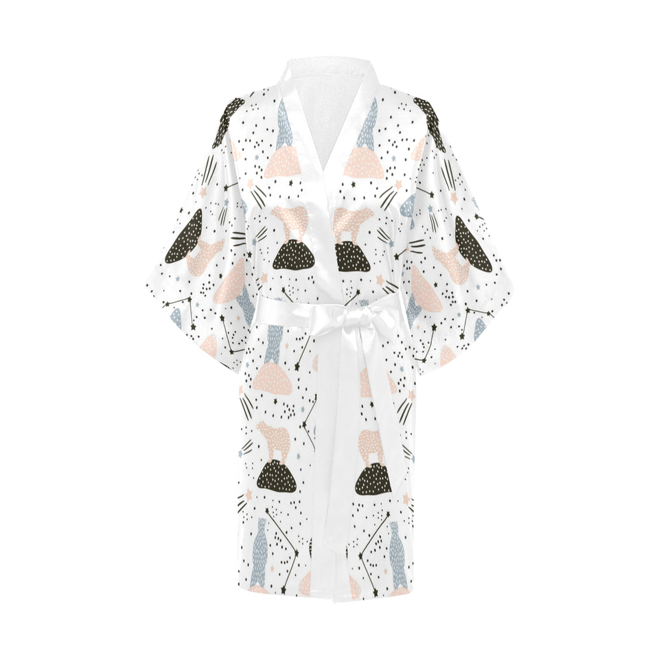 Polar bears star poka dot pattern Women's Short Kimono Robe