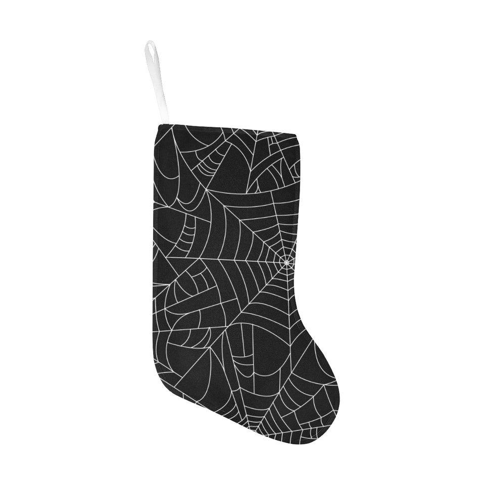 Spider web pattern Black background white cobweb Christmas Stocking