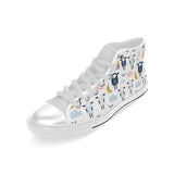 Cute sleeping sheep moon cloud pattern Men's High Top Canvas Shoes White