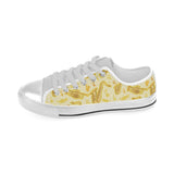 Saxophone cornet pattern yellow background Men's Low Top Shoes White