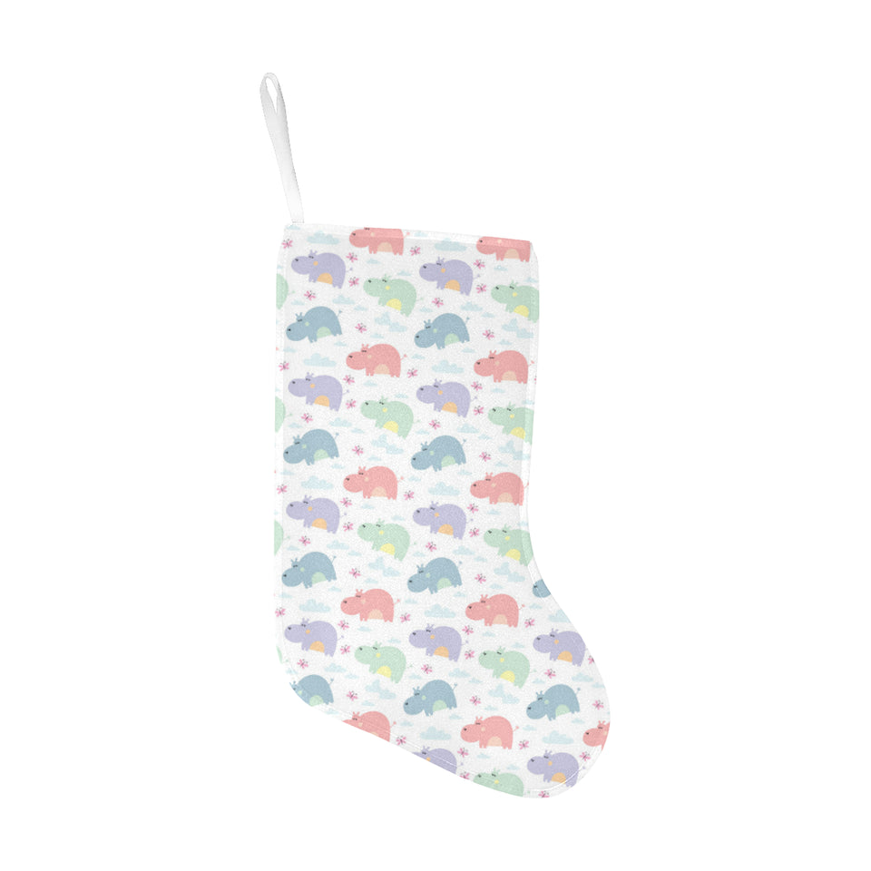Hippopotamus Pattern Print Design 03 Christmas Stocking